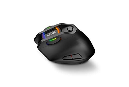 Raton gaming Krom KAOX -NXKROMKAOX - Ratón vertical Gaming RGB Óptico, 7 botones programables, 6400 DPI, 6 colores, color negro