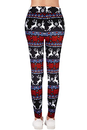 Rave on Friday Navidad Mujer Leggings de Invierno Copo de Nieve Elk Reno Impreso Leggings de Yoga para Mujer Gimnasio Fitness Correr Pilates Medias Pantalones Pitillo L