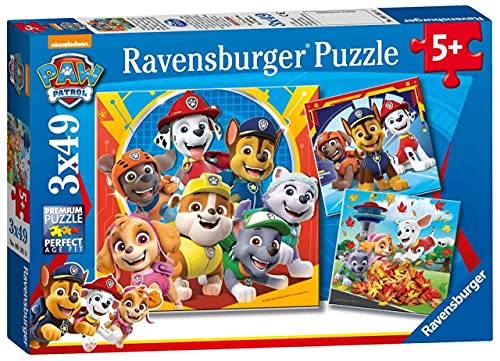 Ravensburger - Puzzle Paw Patrol, Colección 3 x 49, 3 Puzzle de 49 Piezas, Puzzle para Niños, Edad Recomendada 5+ Años