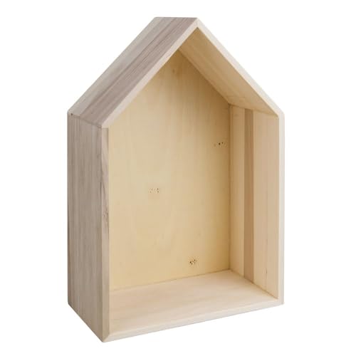 Rayher Casita de madera decoración, 24x16x8 cm, con enganche para colgar, personalizable, 62594000