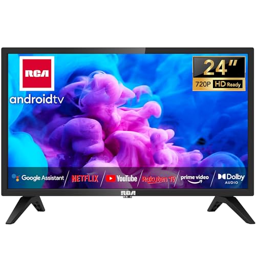 RCA Smart TV 24 Pulgadas LED HD Android WiFi Televisor con Control por Voz Google Assistant, Google Play Store, Bluetooth, Sintonizador Digita