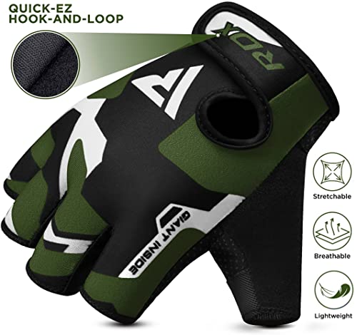 RDX Guantes Gimnasio Levantamiento de Pesas, Antideslizante Acolchado Agarre Protección, Respirable Fitness Gym Gloves para Powerlifting Musculación Culturismo Workout Entrenamiento, Hombre Mujere