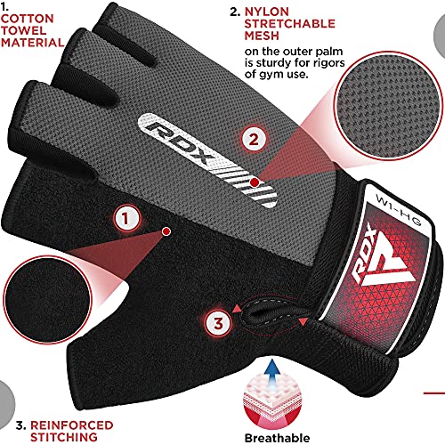 RDX Guantes Gimnasio Transpirable Gel Acolchado Antideslizante, Fitness Sports Guante Protección Palma Hombre y Mujer Entrenamiento Ciclismo Equipo de Gimnasio en Casa para Ejercicio