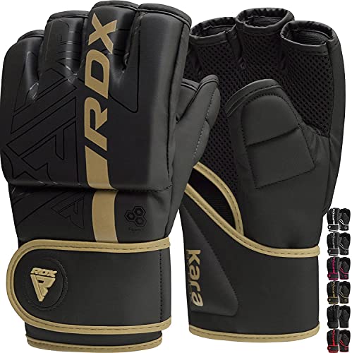 RDX Guantes MMA Artes Marciales Entrenamiento, Precurvado Maya Hide Cuero Grappling Guantillas, Kara Ventilada Palma Gloves, Muay Thai Kick Boxing Sparring Saco de Boxeo Lucha Libre Training