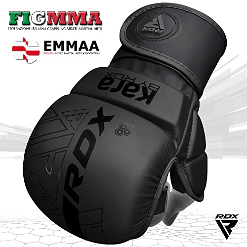 RDX Guantes MMA para Artes Marciales Grappling Entrenamiento, Maya Hide Cuero Kara Sparring Guantillas Lucha Muay Thai Kickboxing Krav Maga y Combate Training