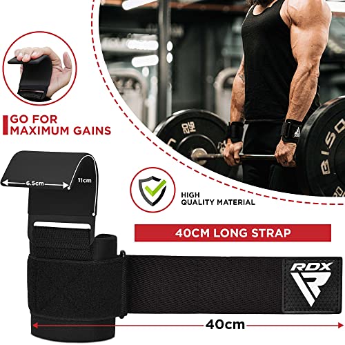 RDX Levantamiento Peso Gancho Correas de Agarre, Antideslizante Recubiertos de Goma, 8mm Neopreno Gimnasio Muñequeras Pesas Hook Straps, Powerlifting Deadlift Musculacion Elevación Deportivas