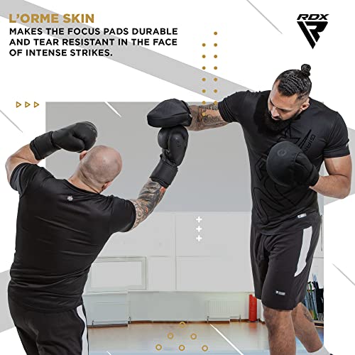 RDX Manoplas de Boxeo Muay Thai MMA Entrenamiento Paos, Maya Hide Cuero Curvadas Boxing Pads, Kara Gancho Y Jab Patada Almohadilla para Kick Boxing Sparring Artes Marciales Taekwondo Karate Training