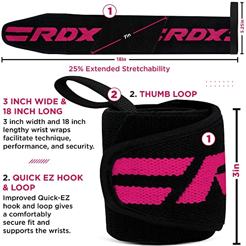 RDX Muñequeras Gym Powerlifting Correas de Levantamiento, Aprobado por IPL y USPA, Wrist Wraps Deportivas para Culturismo Musculación Gimnasio