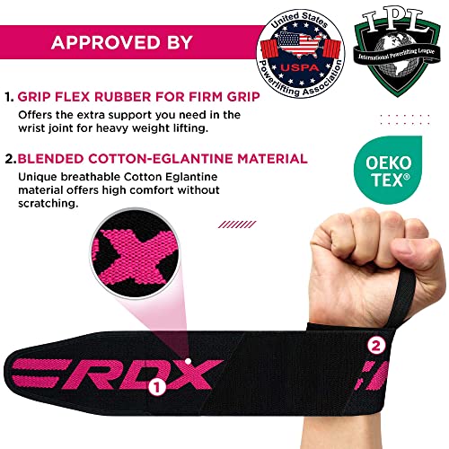 RDX Muñequeras Gym Powerlifting Correas de Levantamiento, Aprobado por IPL y USPA, Wrist Wraps Deportivas para Culturismo Musculación Gimnasio