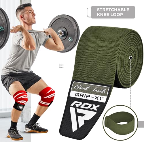 RDX Rodillera Gimnasio Powerlifting Levantamiento de Pesas, Aprobado por IPL y USPA, 78” Elástico Rodilla Vendas, Rodilleras Soporte para Musculación Squat Entrenamiento Deporte Fitness