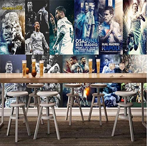 Real Madrid Football Team C Ronaldo Football Theme Mural 3D Photo WallPaper Club Training Camp Papel de pared de decoración industrial 3D-350cmx256cm (137.8x100.8inch)