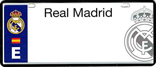 Real Madrid Matrícula Personalizada con tu Nombre - Medidas 6 x 14 Centímetros