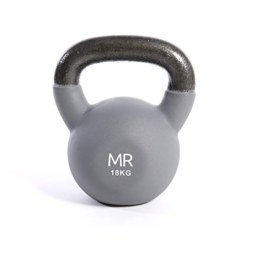 Rebecca Mobili Peso Gimnasio Kettlebell, Revestimiento de Neopreno y Hierro Fundido Gris, Entrenamiento Resistencia Muscular, Deporte en Casa - Peso: 18 kg - Art. SP5034