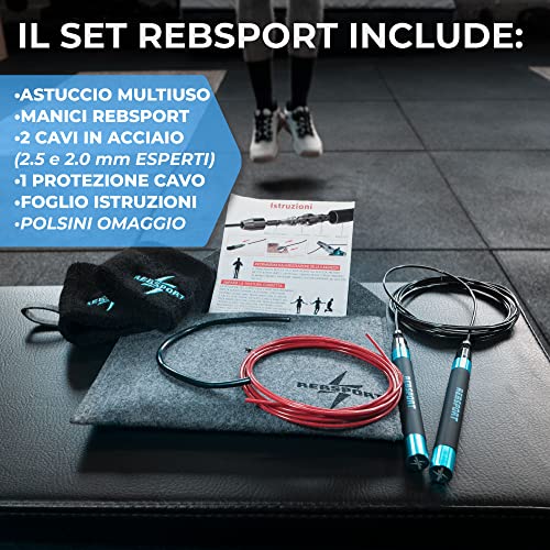 Rebsport | Cuerda de saltar profesional ajustable y ligera de alta velocidad | Speed rope para entrenamiento crossfit, boxeo y fitness de alta intensidad | Accesorio de gimnasio para adultos y niños