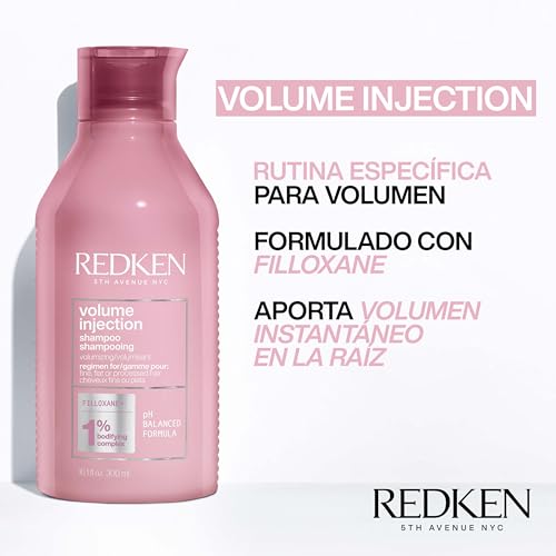 Redken, Rutina Densificante para el Cabello con Champú, Acondicionador y Spray protector multibeneficio, Volume Injection&One United, 300 ml+300 ml+150 ml