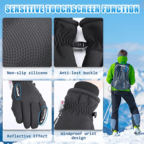 Reinalin Guantes Ciclismo Hombre,Guantes Moto Invierno Térmicos y Antideslizantes Guantes para Ciclismo/Correr/Esquiar Escalar Hombres y Mujeres (M)