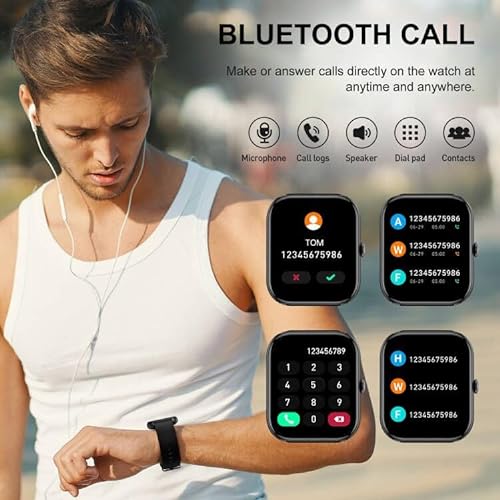 Reloj Inteligente Hombre Mujer, 1.85" Smartwatch con Llamadas Bluetooth, Smart Watch Pulsómetro/Monitor de Sueño/Podómetro, 110+ Modos Deportivos Impermeable IP68 Pulsera Actividad para Android iOS