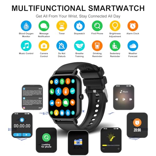 Reloj Inteligente Hombre Mujer, 1.85" Smartwatch con Llamadas Bluetooth, Smart Watch Pulsómetro/Monitor de Sueño/Podómetro, 110+ Modos Deportivos Impermeable IP68 Pulsera Actividad para Android iOS