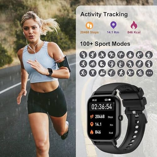 Reloj Inteligente Hombre Mujer, 1.85" Smartwatch con Llamadas Bluetooth, Smart Watch Pulsómetro/Monitor de Sueño/Podómetro, 110+ Modos Deportivos Impermeable IP68 Pulsera Actividad para Android iOS