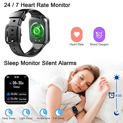 Reloj Inteligente Hombre Mujer, Nueva Smartwatch con Pulsómetro, 1.69" Smartwatch Hombre con Monitor de Sueño, Podómetro, 25 Modos Deportes, Impermeable IP68 Pulsera Actividad para Android iOS 2024