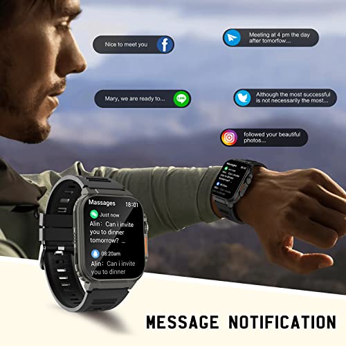 Reloj Inteligente Hombres ultra con Llamadas, Monitores de actividad Fitness con 100+ Modos Deporte/sueño/Podómetro,Almacenamiento de música,batería 600 mah,smartwatch Compatible con Android iOS