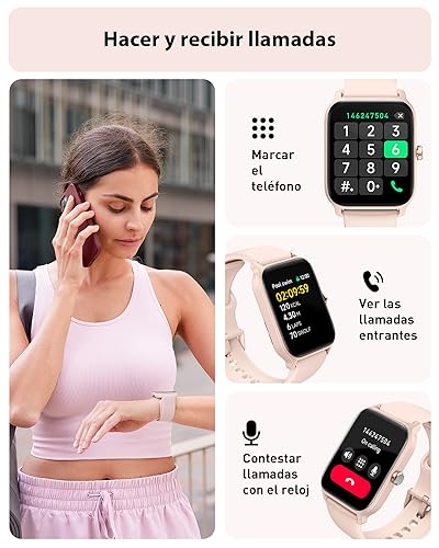 Reloj Inteligente Mujer Hombre con Voz de Alexa y Llamadas, 1.8" Smartwatch con Oxímetro/Pulsómetro/Monitor Sueño/Podómetro, 100 Modos Deportivos, Impermeable IP68 Regalo Mujer Hombre para Android iOS