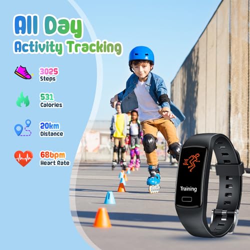 Reloj Inteligente Niño Pulsera Actividad: Impermeable Deportivo Smartwatch Niños Monitores de Actividad con Podómetro Pulsómetros Monitor de Sueño Contador de Caloría Smart Watch para Niñas 5-15 Años