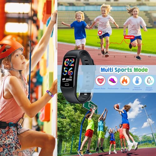 Reloj Inteligente Niño Pulsera Actividad: Impermeable Deportivo Smartwatch Niños Monitores de Actividad con Podómetro Pulsómetros Monitor de Sueño Contador de Caloría Smart Watch para Niñas 5-15 Años