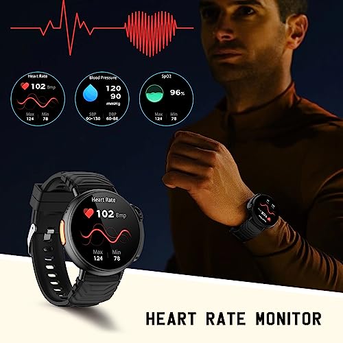 Reloj inteligente Ultra Hombre mujer con llamadas y WhatsaApp (recibir/hacer llamada),1,52" redonda pantalla HD fitness tracker con Monitor Sueño,smartwatch con 120+ Deportes Modos para Android iOS