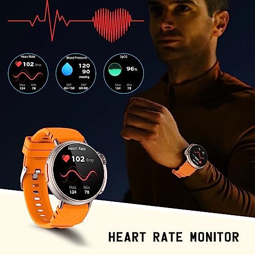 Reloj inteligente Ultra Hombre mujer con llamadas y WhatsaApp (recibir/hacer llamada),1,52" redonda pantalla HD fitness tracker con Monitor Sueño,smartwatch con 120+ Deportes Modos para Android iOS