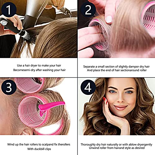 Relota 47 Piezas Rulos Pelo Grandes, Bigudies Pelo Agarre con Clips de Pico Pato, Rizadores de Cabello Sin Calor para Salon Peluquero Peluquero, Peinado de Rizos DIY (45mm, 36mm, 25mm, 18mm)