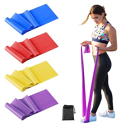 Relota Set de 4 Gomas Elasticas Musculacion, Bandas Elasticas Musculacion 4 Niveles de Resistencia, Cintas Elasticas Fitness con Bolsa de Almacenamient para Entrenamiento de Fuerza, Yoga, Pilates