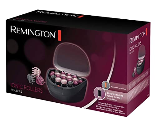 Remington Set de Rulos Ionic Rollers, Rulos Calientes, Iones para Cabello Sin Encrespamiento, 20 Rulos para el Pelo: 4 de 20 mm, 10 de 23 mm y 6 de 27 mm, 20 Pinzas, Indicador Encendido, H5600