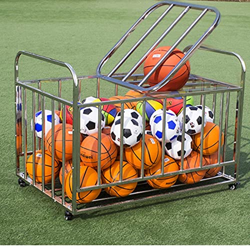 RENLXFI Jaula para Pelotas con Tapa, Carro rodante para Baloncesto con Ruedas, para Guardar Material Deportivo de jardín de Infancia, Escuela, Club Deportivo, Capacidad para 40 Pelotas