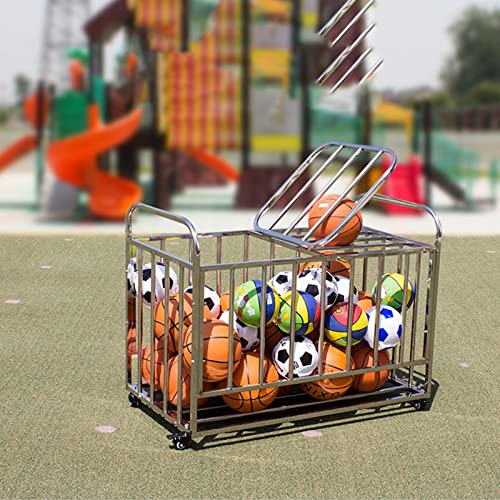 RENLXFI Jaula para Pelotas con Tapa, Carro rodante para Baloncesto con Ruedas, para Guardar Material Deportivo de jardín de Infancia, Escuela, Club Deportivo, Capacidad para 40 Pelotas