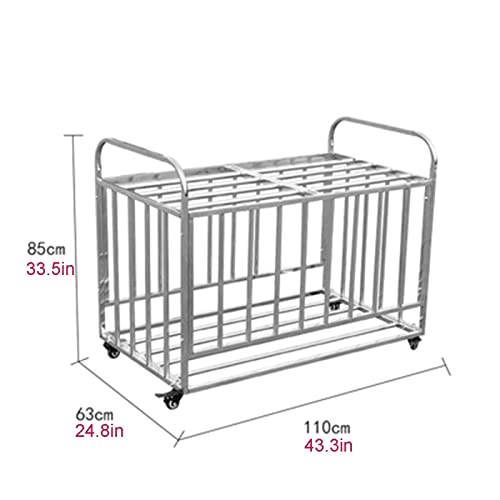 RENLXFI Jaula para Pelotas con Tapa, Carro rodante para Baloncesto con Ruedas, para Guardar Material Deportivo de jardín de Infancia, Escuela, Club Deportivo, Capacidad para 40 Pelotas