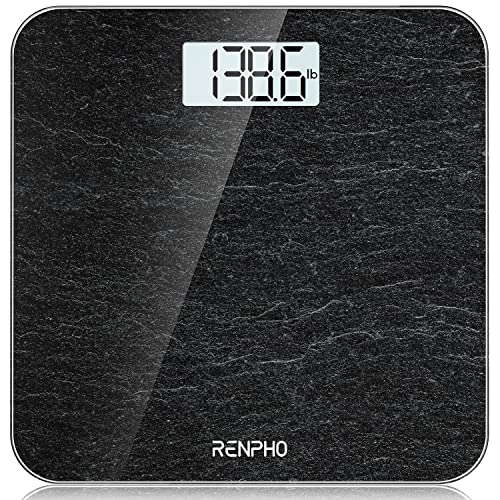 RENPHO Báscula de baño con sensores de alta precisión, báscula digital para personas con tecnología step-on, báscula de peso de cristal de seguridad, mármol