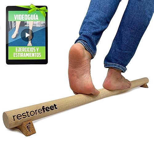 RestoreFeet Beam - Barra de Equilibrio (100cm) + 2 soportes para Entrenamiento Base motríz, Fortalecer pies, Mejorar el Equilibrio y Reducir Dolores - Método Montessori - Perfecto para niños y adultos