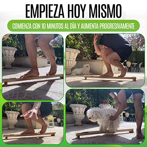 RestoreFeet Beam - Barra de Equilibrio (100cm) + 2 soportes para Entrenamiento Base motríz, Fortalecer pies, Mejorar el Equilibrio y Reducir Dolores - Método Montessori - Perfecto para niños y adultos