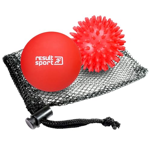 ResultSport Lacrosse & Spike - Juego de bolas de masaje, recuperación de fascitis plantar, masaje de punto de activación, alivio miofásico de tejido profundo (Rojo)