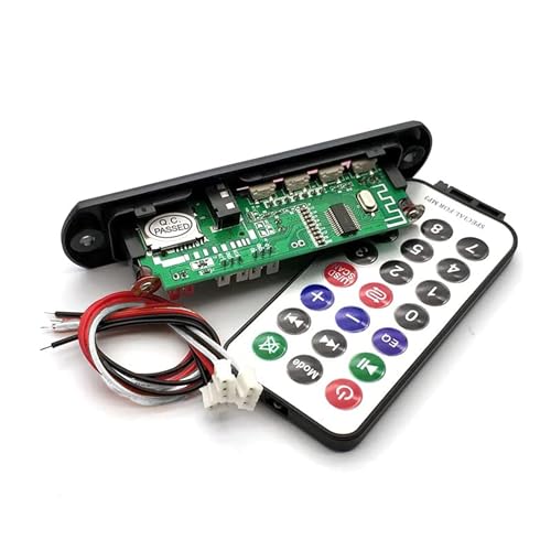 Retoo Placa decodificadora de Audio Bluetooth para automóvil con Control Remoto, Pantalla LCD y AUX 3.5 mm, 7V - 12V, módulo de Audio USB Radio FM, Compatible con SD, FM, FLAC, WAV, WMA y MP3