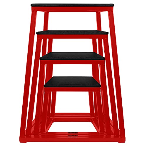 Retrospec Plataformas pliométrica para Gimnasio en casa y Ejercicio de Caja de Salto, Unisex, Rojo, 24"/61 cm