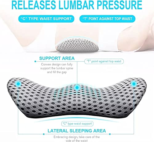 REVCHY Cojín Lumbar para Coche, Silla Oficina, Cama, Sofa - Soporte Lumbar Viscoelastico Alivia el Dolor de Espalda, Corrige la Postura, Ergonomico - Respaldo Lumbar Ortopedico con Espuma de Memoria