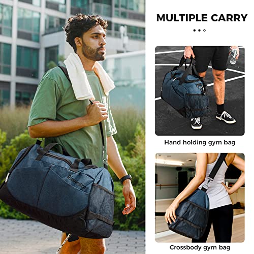 Rieeyrslza Bolsa de Deporte 40L Bolsa Deporte Gimnasio Bolsa Gimnasio de Viaje con Compartimento Impermeable Plegable Hombre Bolsas Gimnasio Bolsa de Viaje para Viajes Deporte Fitness(Azul o2)