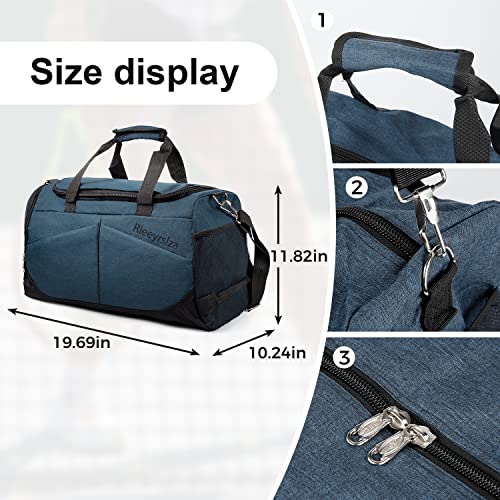 Rieeyrslza Bolsa de Deporte 40L Bolsa Deporte Gimnasio Bolsa Gimnasio de Viaje con Compartimento Impermeable Plegable Hombre Bolsas Gimnasio Bolsa de Viaje para Viajes Deporte Fitness(Azul o2)