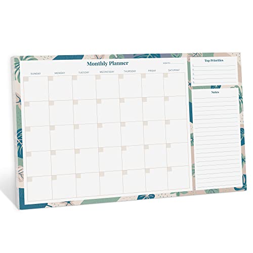 Rileys Planificador Mensual A3 - Organizador Mensual sin Fecha con 52 Hojas Desechables 42 cm x 29 cm - Planner Mensual con Sección para Notas - Material Escolar Oficina y Papelería (Floral)