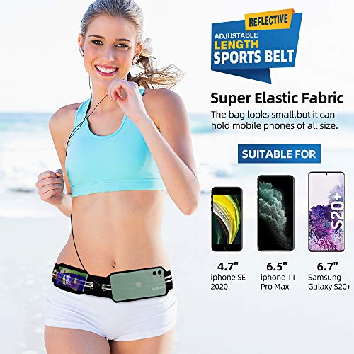 Riñonera Running Hombre y Mujer Riñonera Deportiva Cinturón movil Running Belt Reflectante Cinturón de Correr Bolso Cintura para Móvil Phone para Fitness Deportes Bicicleta Viajar Gimnasio