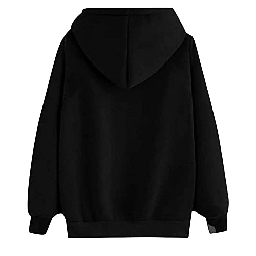 riou Mujer Sudaderas con Capucha Moda Tops Corazón Lindo Impreso Suelta Camiseta Manga Larga Suéter Jersey Casuales Ropa Otoño Invierno