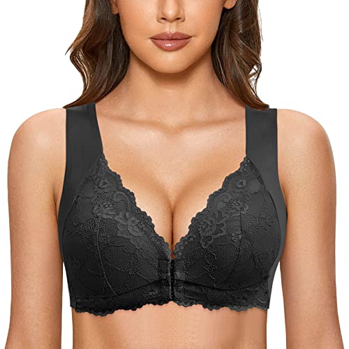 riou Sujetadores Mujer Push Up Tallas Grandes Cómodo Encaje Sexy Sujetador Delantero Abierto Bralette sin Anillo de Acero Chica Dama Chaleco Yoga Fitness Top Mujeres Fiesta Valentin Regalos