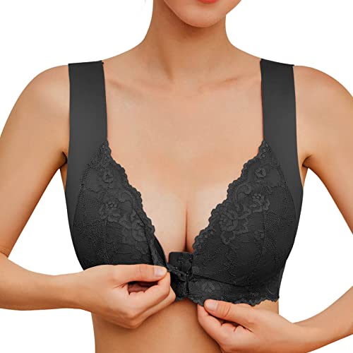 riou Sujetadores Mujer Push Up Tallas Grandes Cómodo Encaje Sexy Sujetador Delantero Abierto Bralette sin Anillo de Acero Chica Dama Chaleco Yoga Fitness Top Mujeres Fiesta Valentin Regalos